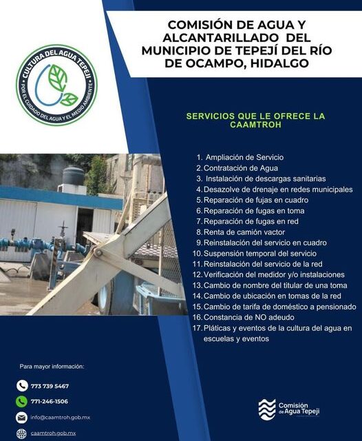 Conoce los servicios que ofrece la Comisión de Agua de Tepeji