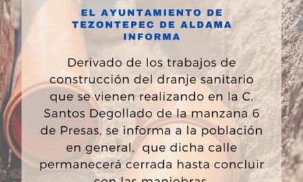 Comunicado Gobierno Municipal de Tezontepec de Aldama