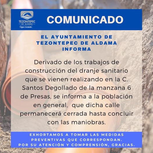 Comunicado Gobierno Municipal de Tezontepec de Aldama