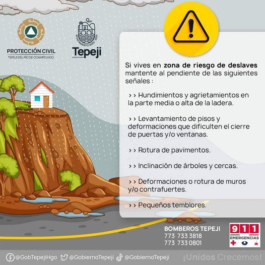 Recomendaciones PC Tepeji ante temporada de lluvias