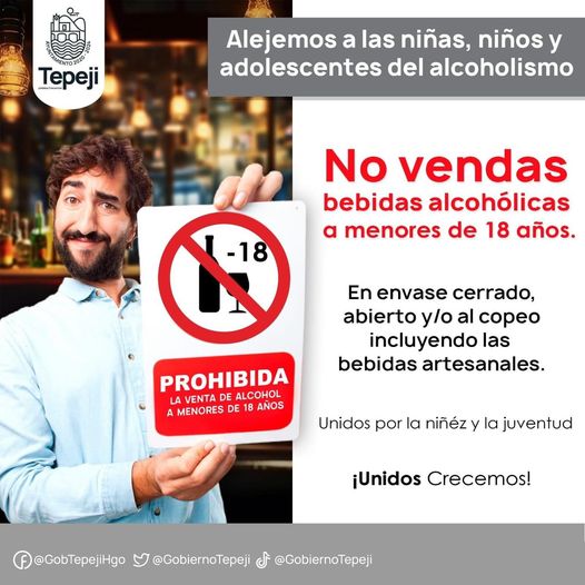 No vendas bebidas alcoholicas a menores de 18 años