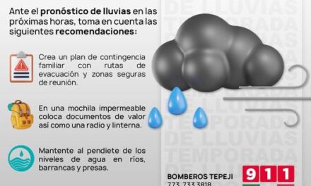 Ante el pronóstico de lluvias PC Tepeji emite recomendaciones a la población para prevenir incidentes