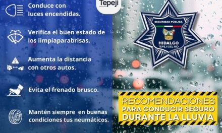 Seguridad Pública emite recomendaciones para manejar con lluvia