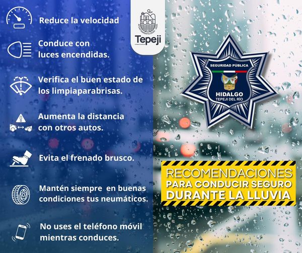 Seguridad Pública emite recomendaciones para manejar con lluvia