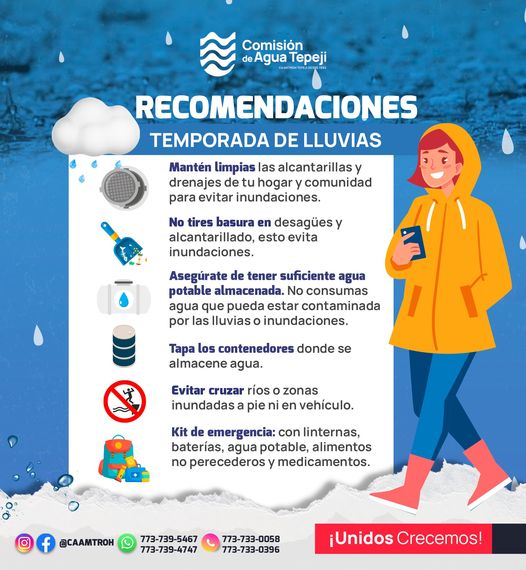 en temporada de lluvias es importante estar preparados para cualquier eventualidad. Sigue las siguientes recomendaciones.