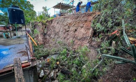 Lluvias causan caida de una barda en San Mateo Buenavista