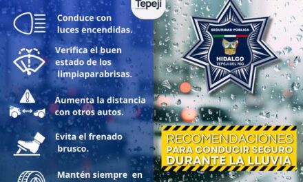 Durante la lluvia evite conducir en calles anegadas, maneje con precaución para evitar accidentes.