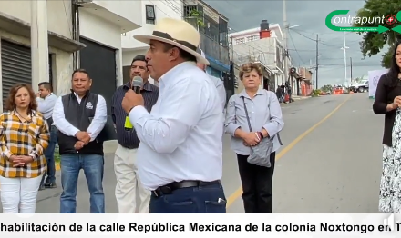 Inauguración de la rehabilitación de la calle República Mexicana de la colonia Noxtongo en Tepeji.