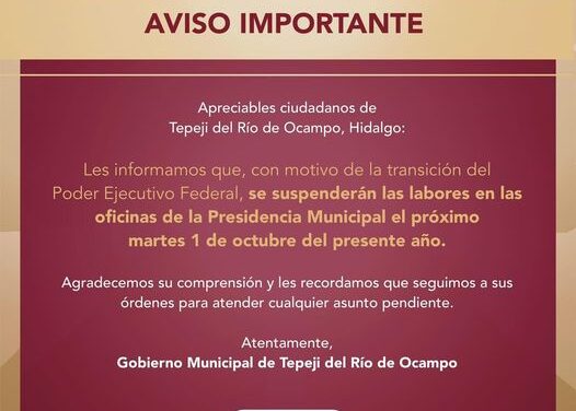El Gobierno Municipal de #TepejiDelRío informa: