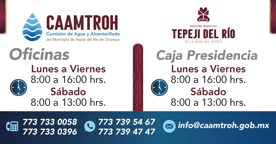 Conoce los horarios y contactos de la Comisión de Agua de Tepeji