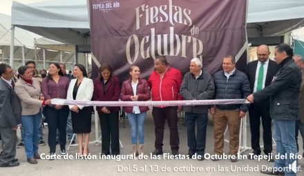 Corte de listón inaugural de las Fiestas de Octubre en Tepeji