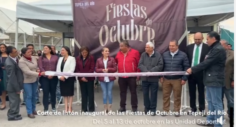 Corte de listón inaugural de las Fiestas de Octubre en Tepeji