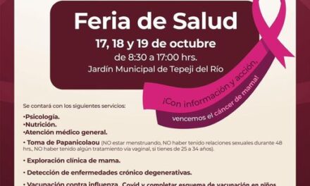 ¡#TepejiDelRío, te invita a la Primera Feria de la Salud en el marco del Día Mundial de la Lucha Contra el Cáncer de Mama!