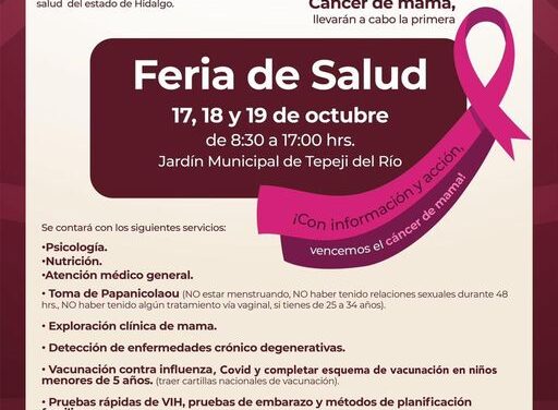 ¡#TepejiDelRío, te invita a la Primera Feria de la Salud en el marco del Día Mundial de la Lucha Contra el Cáncer de Mama!