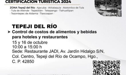 Impartirán capacitación gratuita de Control de Costos de Alimentos y Bebidas en Tepeji