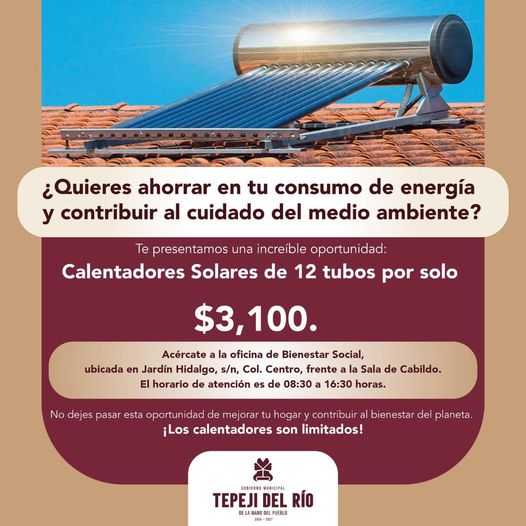 Inicia programa de calentadores solares a bajo costo en Tepeji