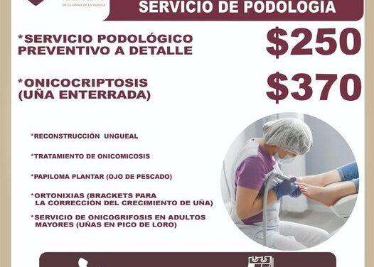 A partir del 23 de octubre, el Sistema DIF Municipal de #TepejiDelRío, contará con servicio de PODOLOGIA CLINICA.