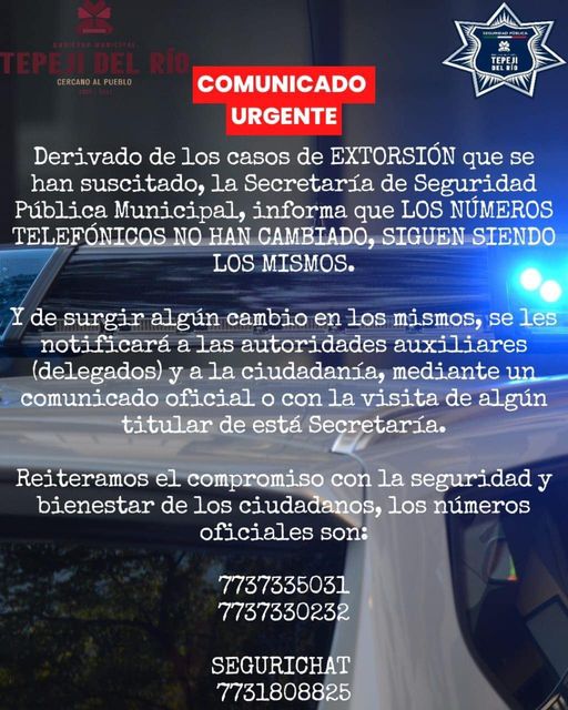 𝐂𝐎𝐌𝐔𝐍𝐈𝐂𝐀𝐃𝐎 SEGURIDAD PÚBLICA DE TEPEJI