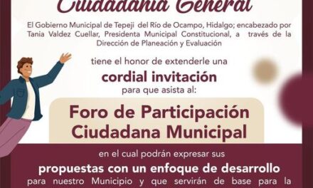 Tepeji realizará Foro de Participación Ciudadana