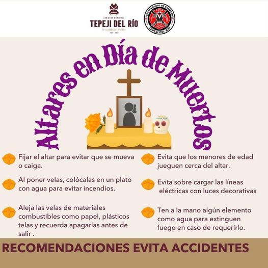 PC Tepeji emite las siguientes recomendaciones de seguridad durante festividades de Día de Muertos