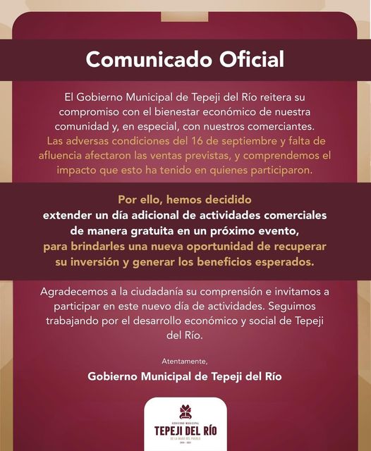 COMUNICADO OFICIAL #TEPEJI