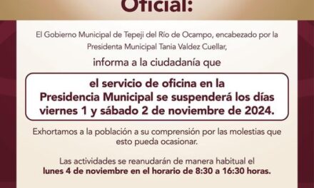 COMUNICADO GOBIERNO DE TEPEJI DEL RÍO