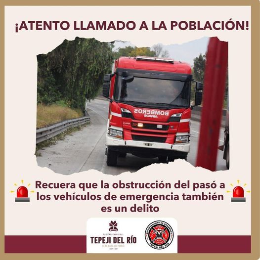 La Unidad Municipal de Protección Civil y Bomberos #TepejiDelRío te recuerda: