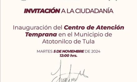 Inaugurarán Centro de Atención Temprana en Atotonilco de Tula