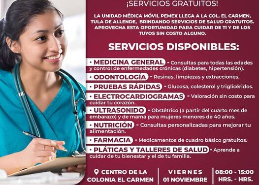 La Unidad Médica de Pemex estará instalada en la colonia El Carmen