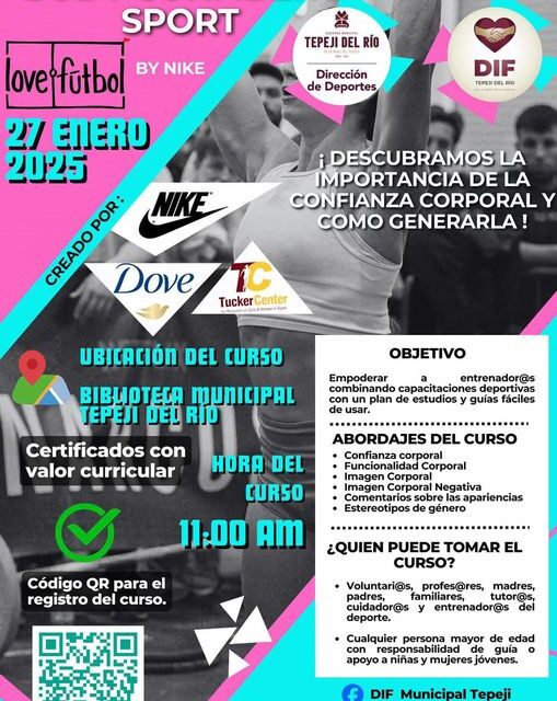 La dirección de deportes de #TepejiDelRío invita al ¡Curso «Body Confident Sport»