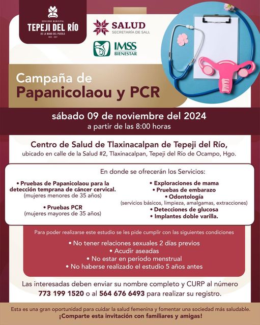 Campaña de Papanicolau y PCR en Tepeji del Río