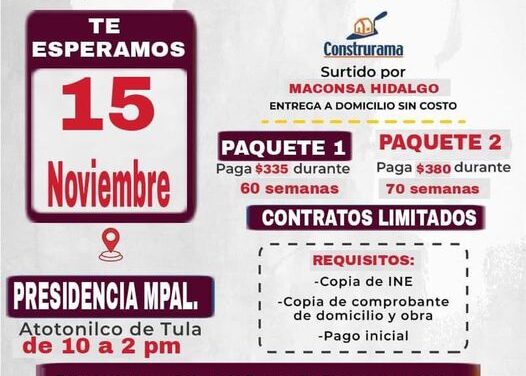 El gobierno de #AtotonilcoDeTula invita a participar en el programa «Patrimonio Hoy» de CEMEX