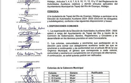 El gobierno municipal de #TepejiDelRío, lanzó la convocatoria para el cambio de Delegados Auxiliares.