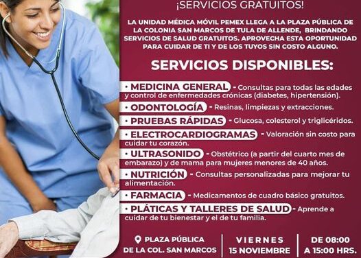 La unidad médica móvil de Pemex llega nuevamente al municipio de #TulaDeAllende.