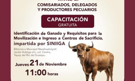 Invitación a capacitación gratuita para productores pecuarios en Tepeji del Río