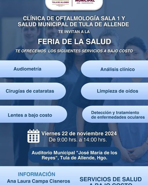 Mañana “Feria de la Salud” con servicios a bajo costo en #TulaDeAllende.