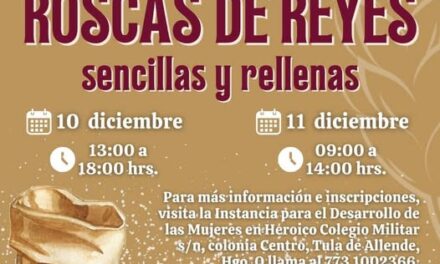 Impartirán curso de elaboración de rosca de reyes en Tula de Allende