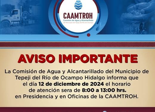 La Comisión de Agua de #TepejiDelRío informa: