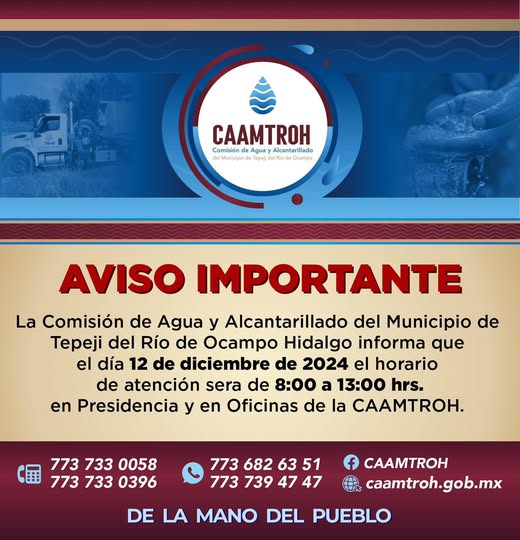 La Comisión de Agua de #TepejiDelRío informa: