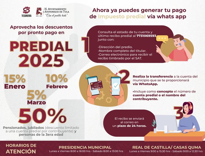 ¡Aprovecha los descuentos por pronto pago en el Impuesto Predial 2025 en #AtotonilcoDeTula!