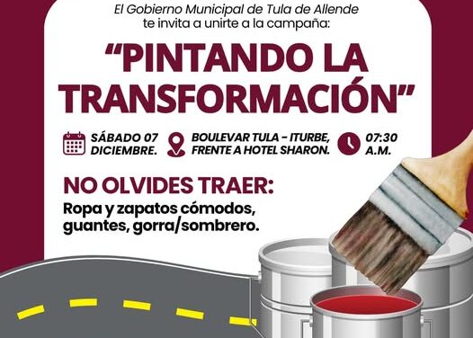 El gobierno de Tula de Allende invita a la campaña “Pintando la transformación”.