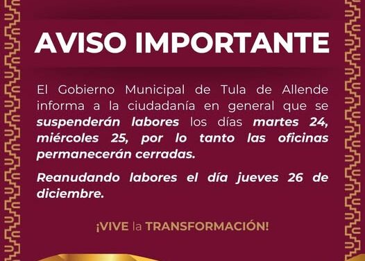 Aviso a los habitantes de Tula de Allende