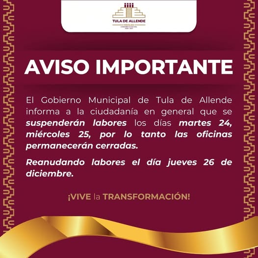 Aviso a los habitantes de Tula de Allende