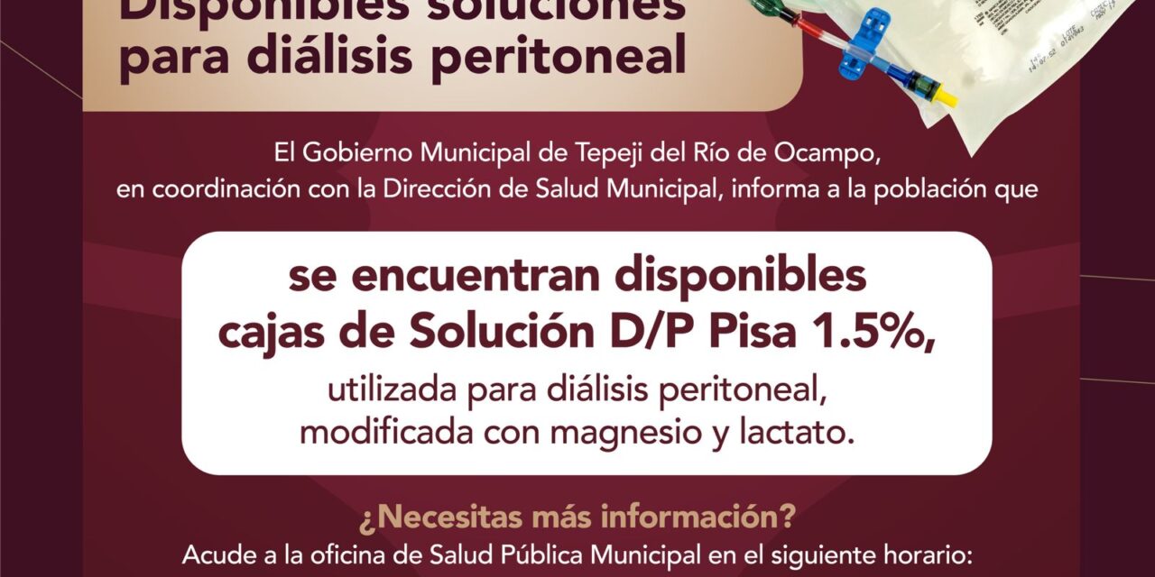 DISPONIBLES SOLUCIONES PARA DIÁLISIS PERITONEAL