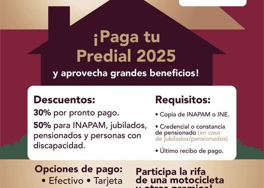 Paga tu predial 2025 en #TepejiDelRío y participa en la rifa de una motocicleta y otros premios.