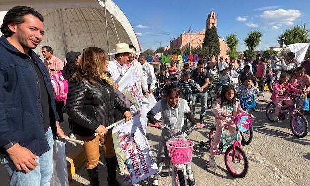 Cientos de niñas y niños de pueblos originarios de Hidalgo, se benefician con Bicicletón Indígena 2024
