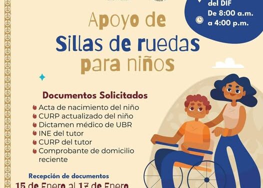 El DIF Municipal de #AtotonilcoDeTula informa que está abierta la recepción de documentos para acceder al apoyo de sillas de ruedas exclusivamente para niños.