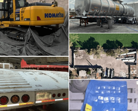 Mediante cateo en Tula de Allende, fueron aseguradas plataformas, autotanques y una retroexcavadora