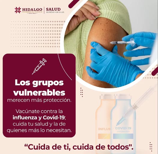 Personas adultas mayores e infancias son parte de los grupos vulnerables que necesitan vacunarse contra la influenza y Covid-19 para mantener un buen estado de salud.