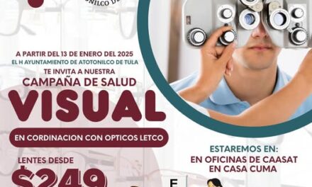 Invitan a vecinos de Atotonilco de Tula a participar en la campaña de Salud Visual